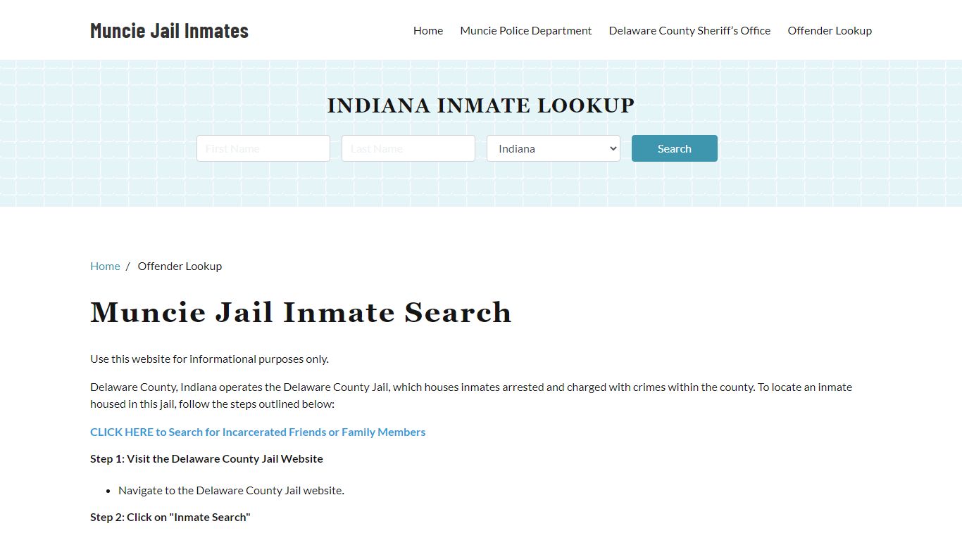 Muncie, IN Detainee Lookup